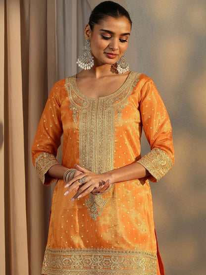 Dhiyona LL Women Ethnic Motifs Embroidered Regular Thread Work Kurta with Palazzos & With Dupatta