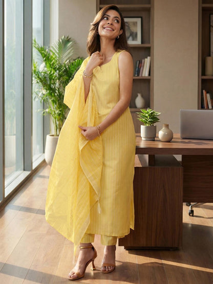 Women Regular Kurta with Palazzos & With Dupatta