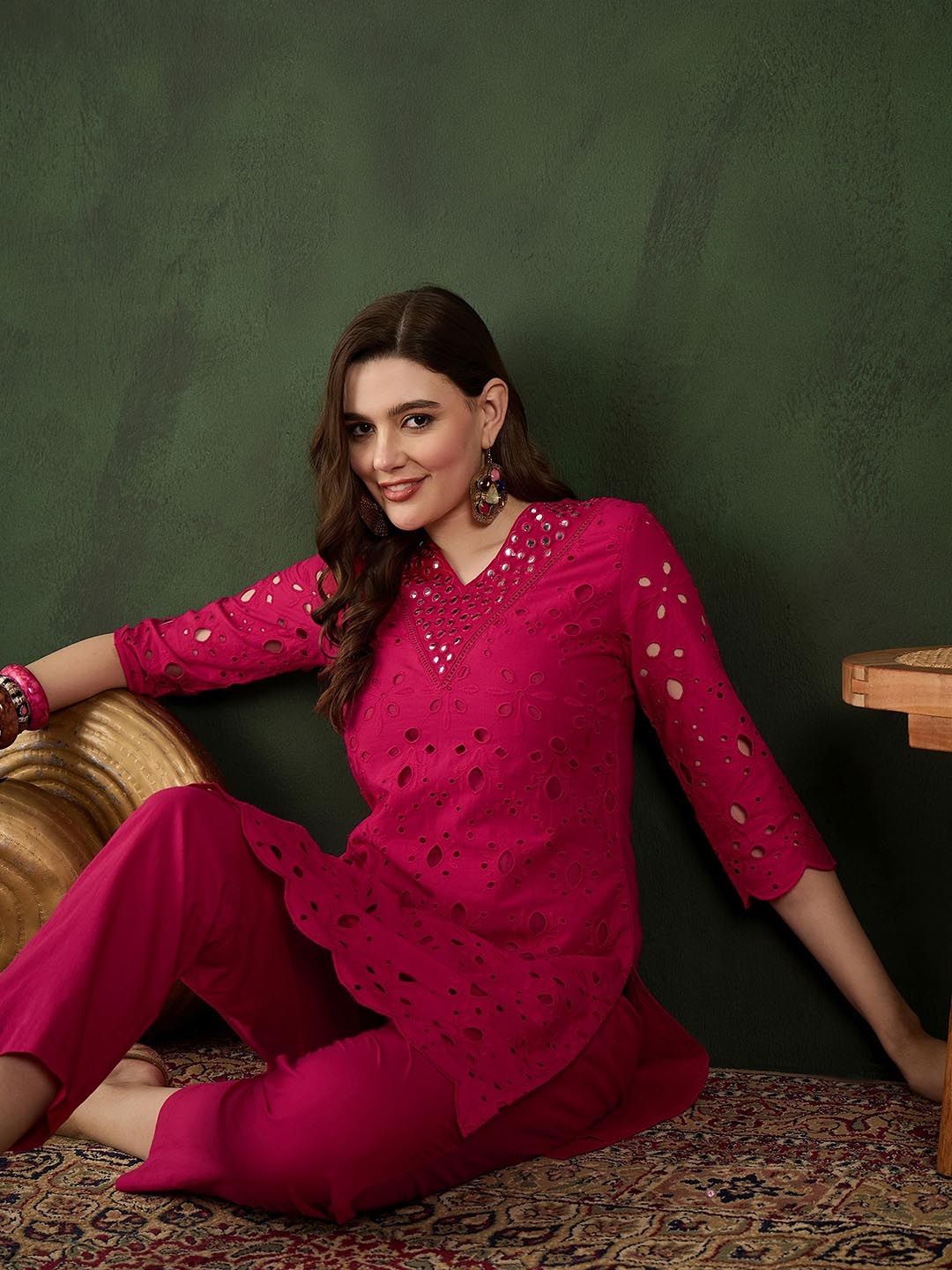Dhiyona SN Women's Embroidered Pure Cotton Kurta & Trouser