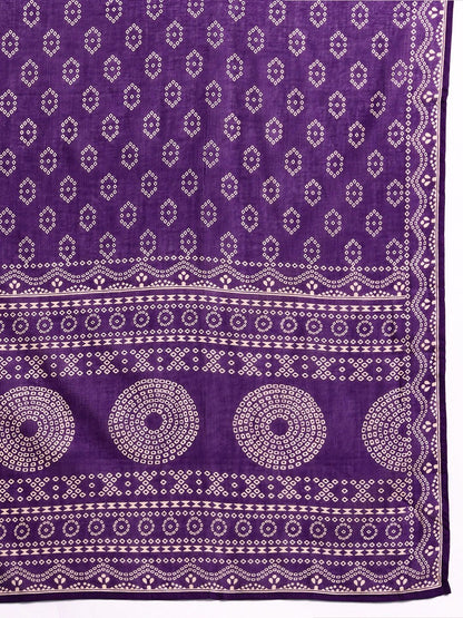 Dhiyona Women's Ethnic Motifs Print Mirror Work Pure Cotton Kurta with Palazzos & Dupatta