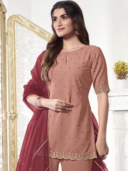 Dhiyona IN Women Ethnic Motifs Sequined Embroidered Kurta Set with Dupatta