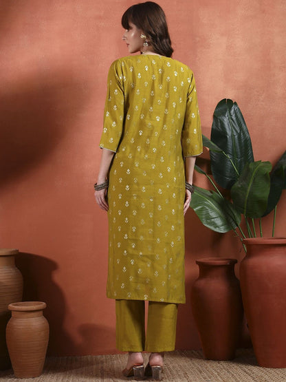 Women Ethnic Motifs Printed Regular Thread Work Kurta with Trousers