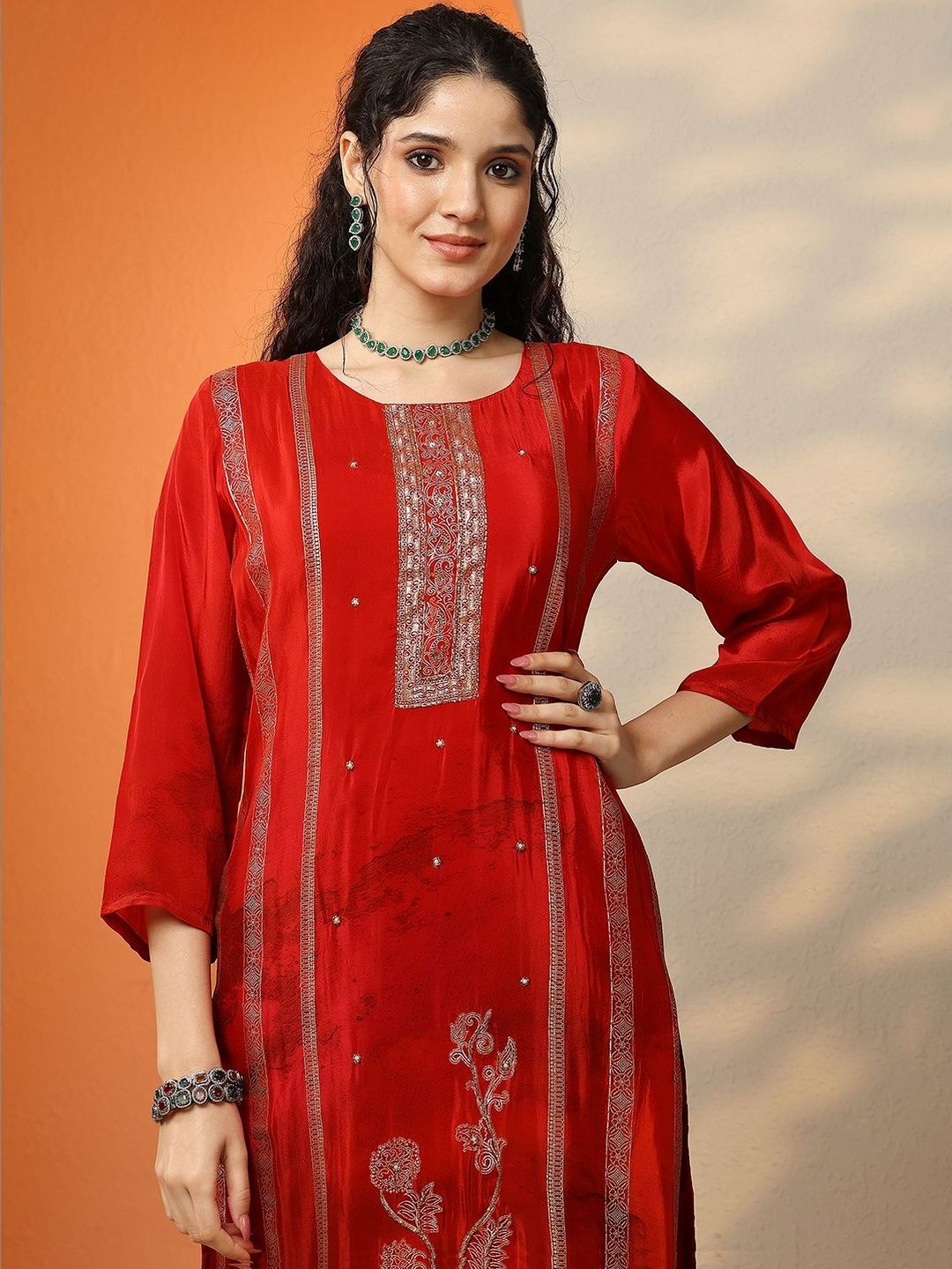 Dhiyona LL Women Ethnic Motifs Embroidered Regular Kurta with Palazzos & With Dupatta