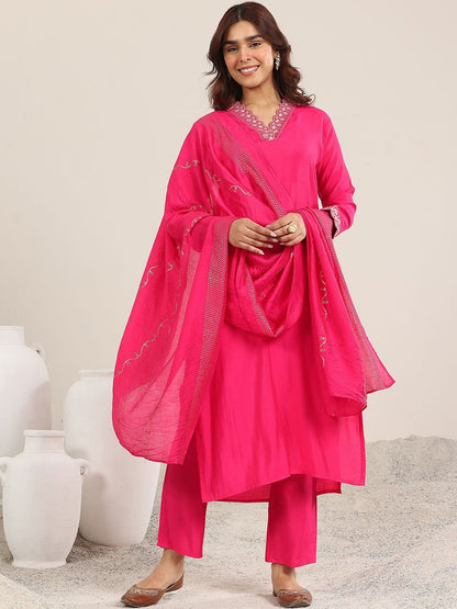 Women Ethnic Motifs Embroidered Thread Work Kurta with Trousers & Dupatta
