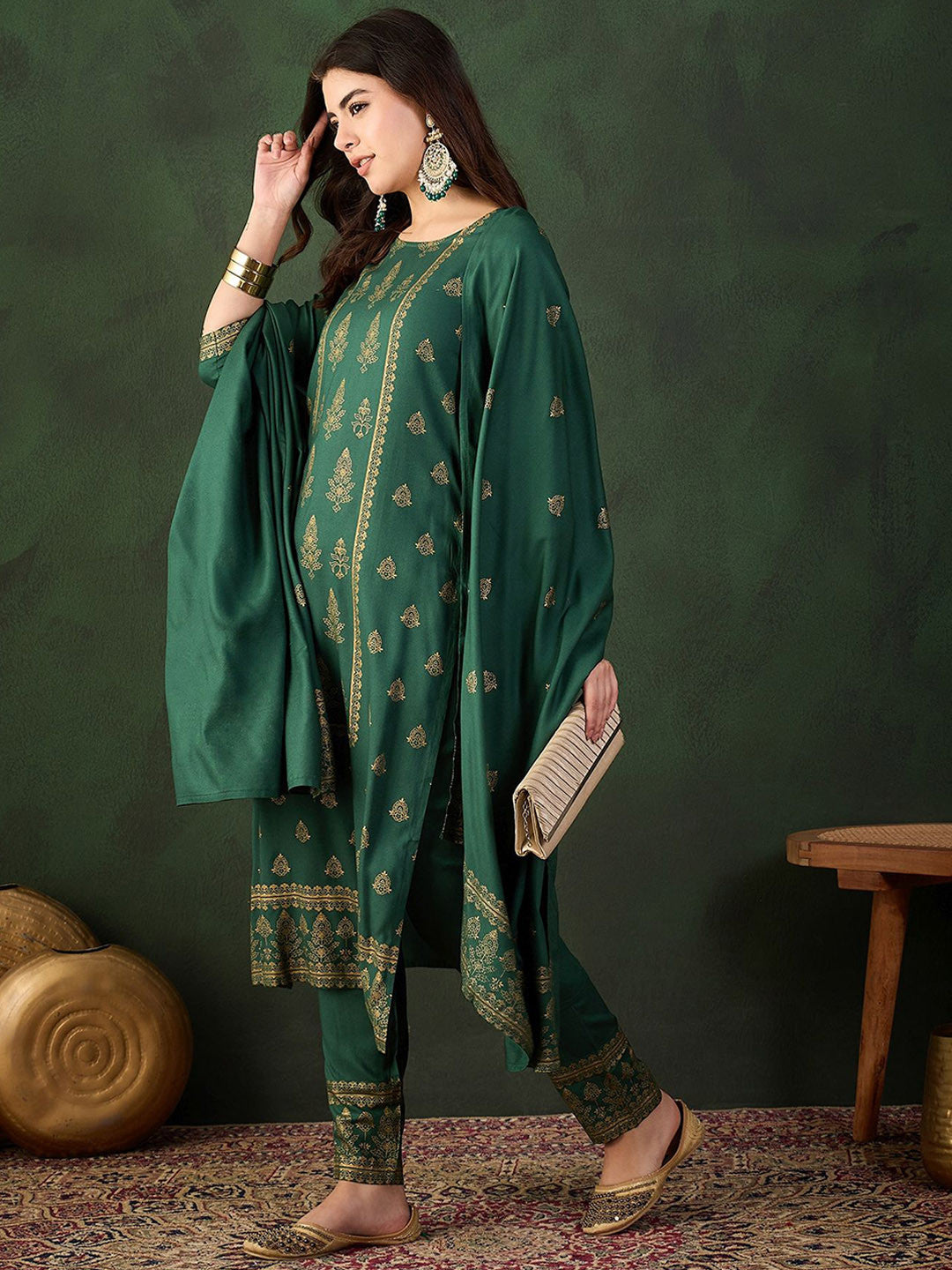 Printed Kurta & Trouser With Dupatta