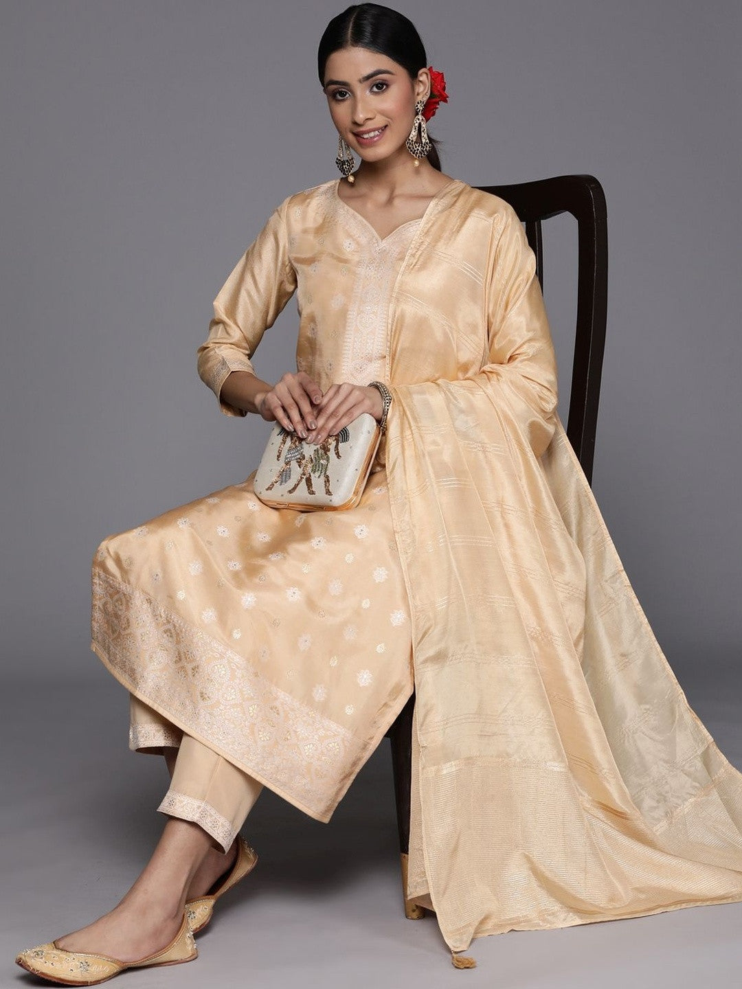 Women Regular Kurta with Trousers & With Dupatta