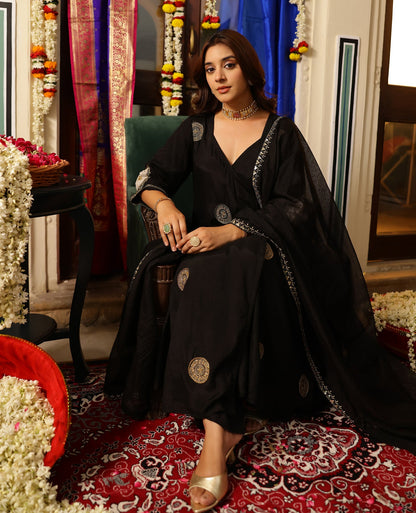 Raag Black Muslin Suit Set