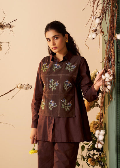 Tisca Mulberry embroidery co-ord set