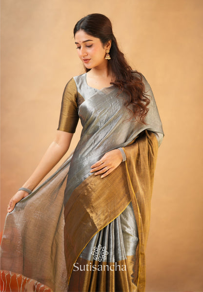 Dhiyona SS Regal Split Elegance Handloom Tissue Cotton Saree