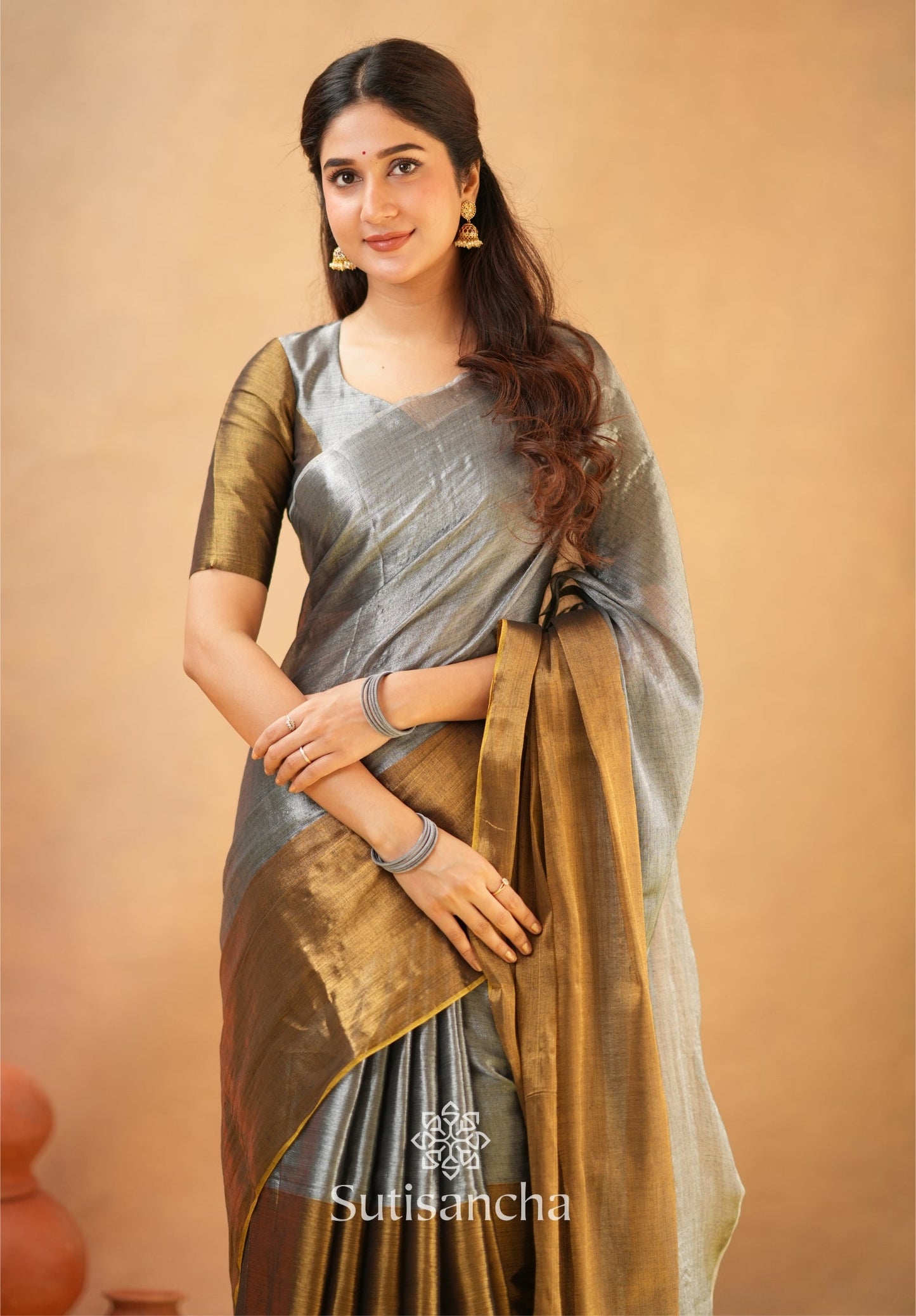 Dhiyona SS Regal Split Elegance Handloom Tissue Cotton Saree