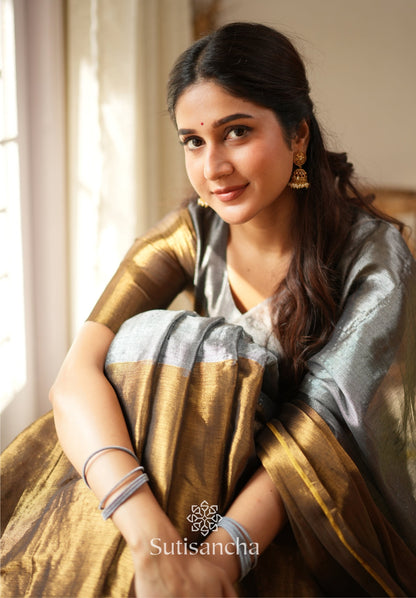 Dhiyona SS Regal Split Elegance Handloom Tissue Cotton Saree