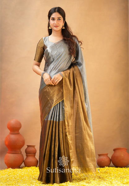 Dhiyona SS Regal Split Elegance Handloom Tissue Cotton Saree
