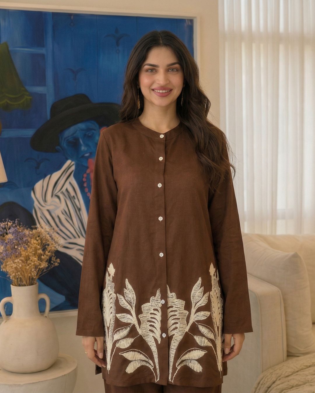Lipi Caramel Embroidery Cotton Co-ord Set