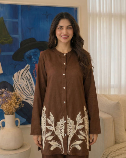 Lipi Caramel Embroidery Cotton Co-ord Set