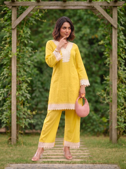 Subarna Amber Cotton Shchiffli Co-ord Set