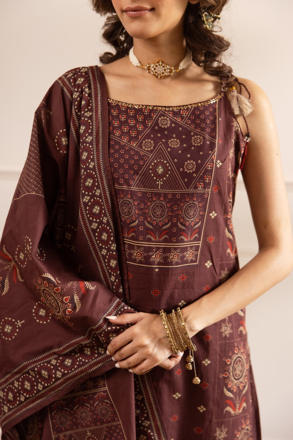 Karen sepia cotton suit set