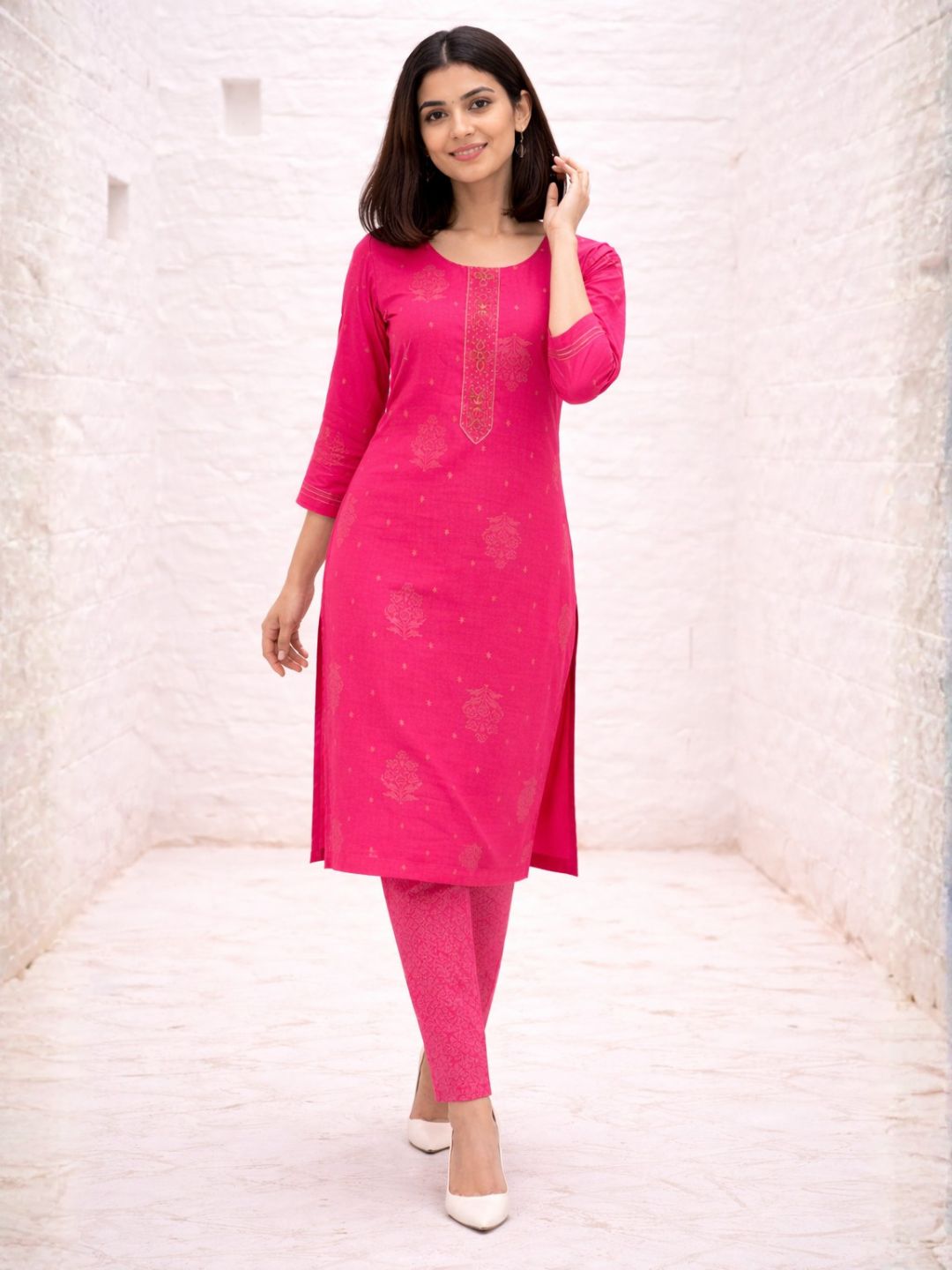 Shanti Raspberry Work Suit Set