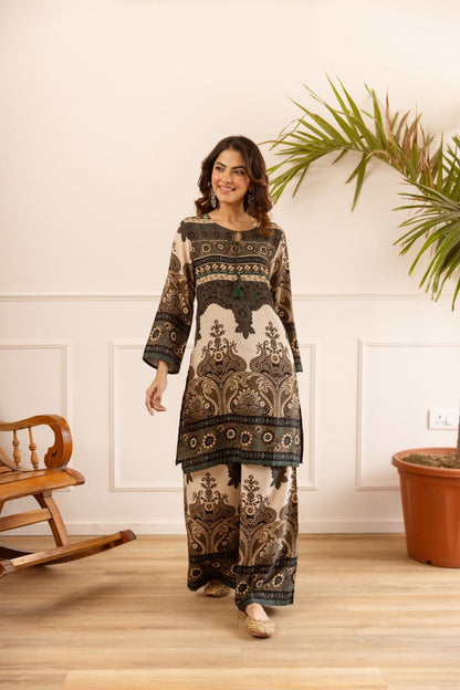 Karen vintage printed cotton kurta pant set