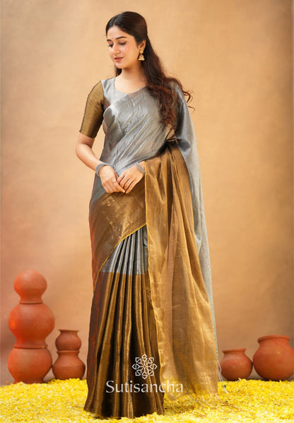 Dhiyona SS Regal Split Elegance Handloom Tissue Cotton Saree