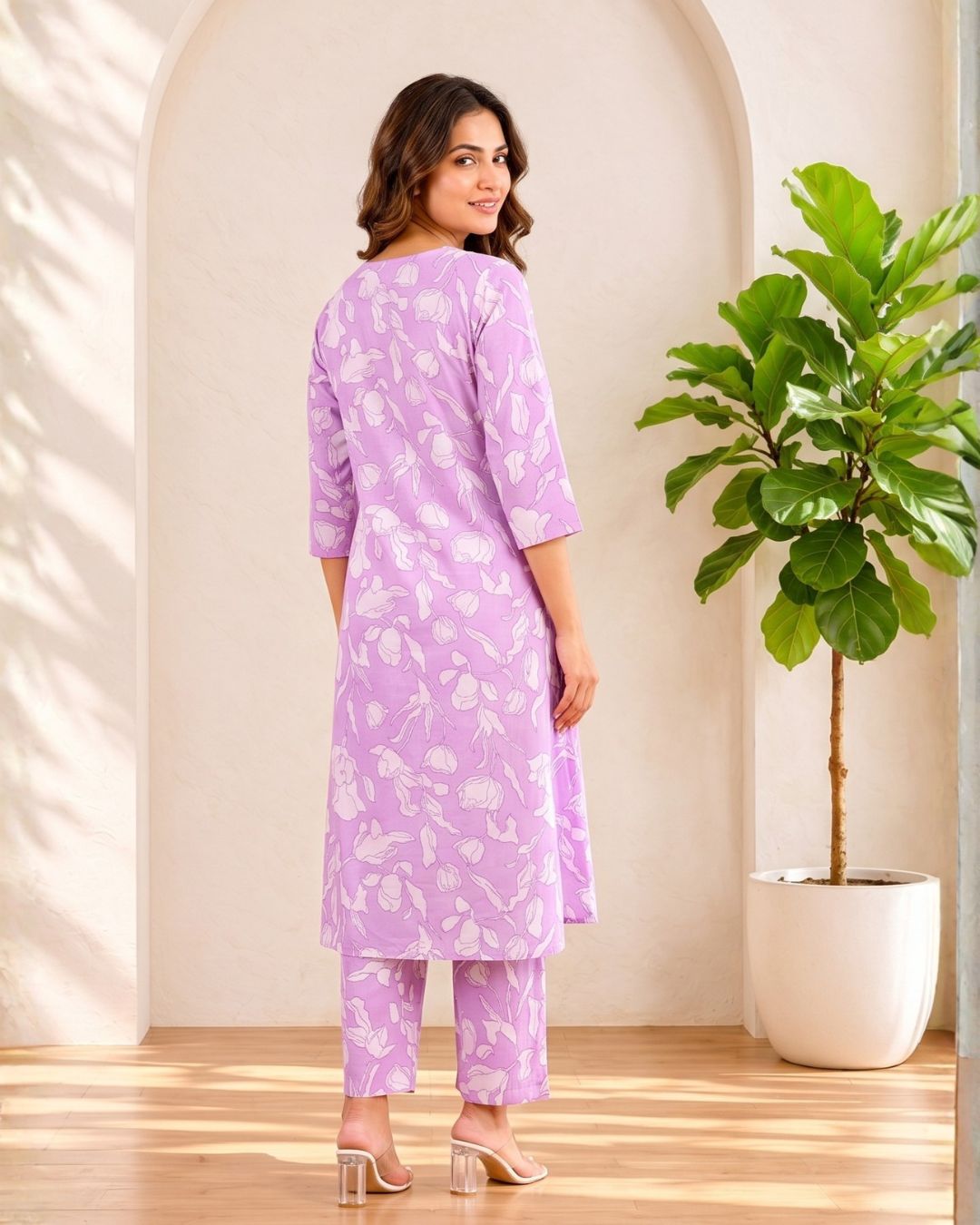 SASHA LILY PRINTED COTTON KURTA PANT SET