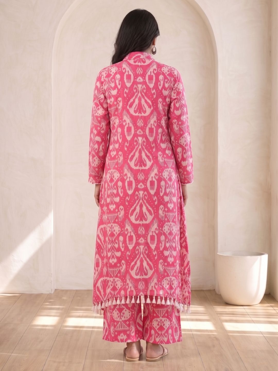 ARANYA ROSE IKAT PRINT PREMIUM PURE COTTON KURTA PANT SET
