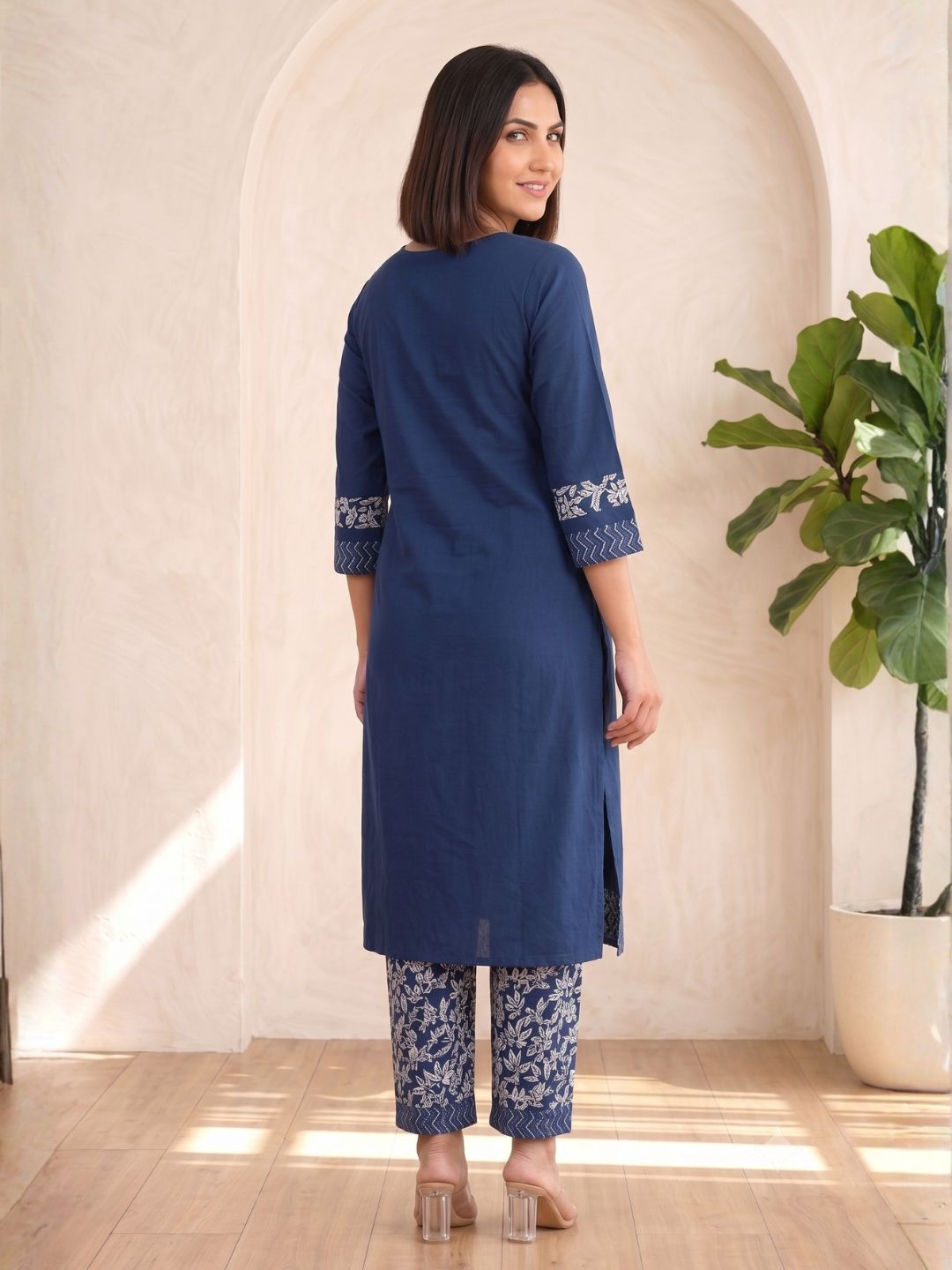 ARANYA INDIGO IKAT PRINT PURE COTTON SUIT SET