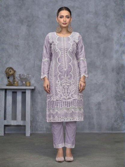 Mayuri Lavender Heavy Full Work Suit Set