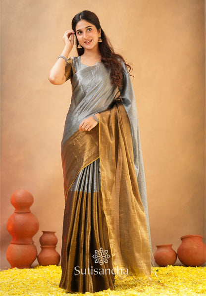 Dhiyona SS Regal Split Elegance Handloom Tissue Cotton Saree