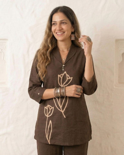 Sargi Earthwood embroidery cotton co-ord set