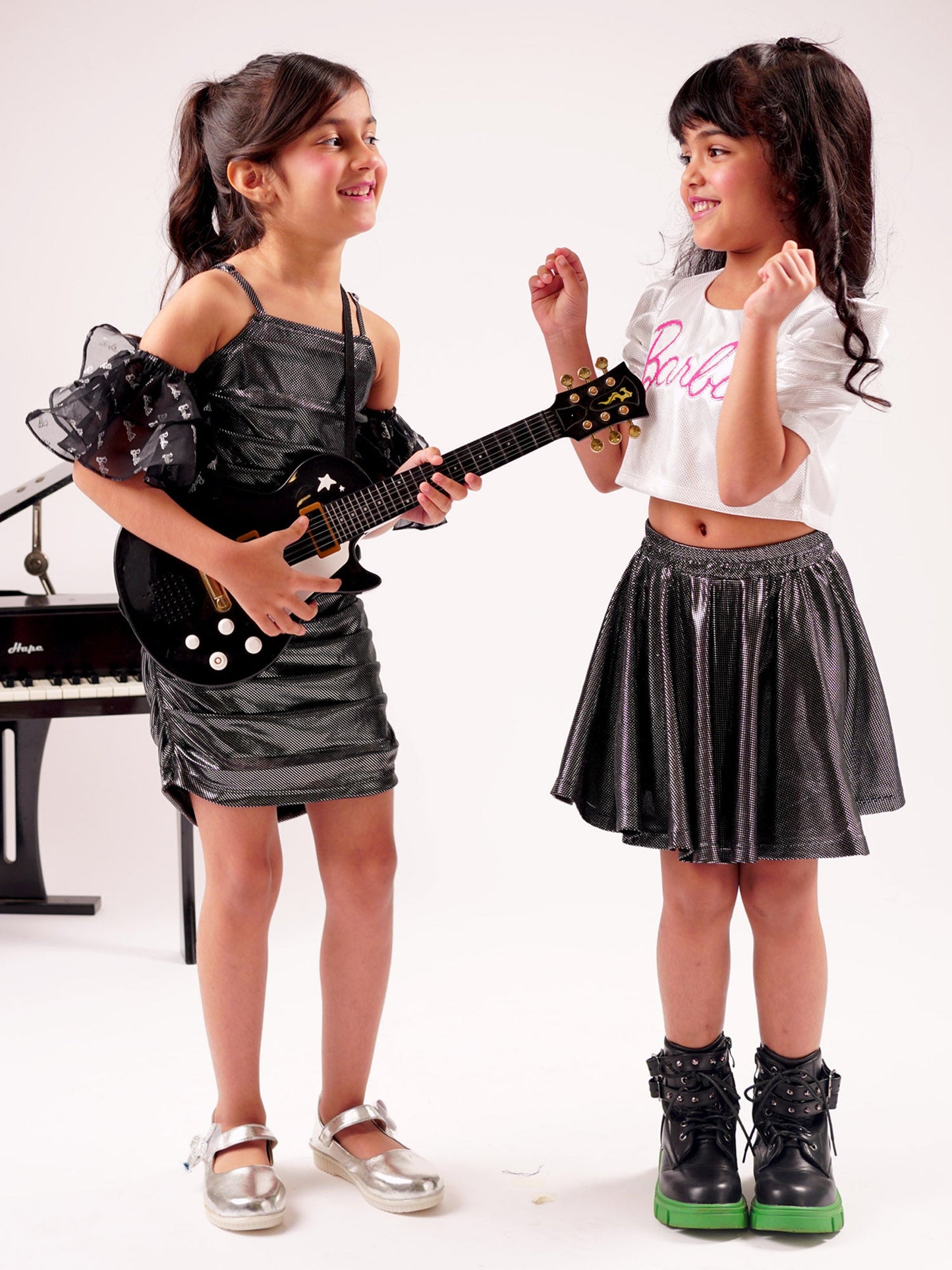 Barbie Black & White shimmer Rockstar Girls Co-ordinate set for young Girls