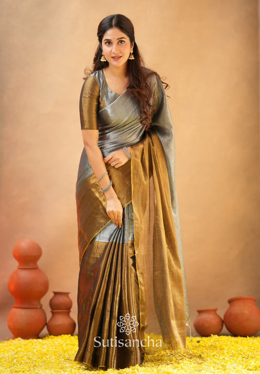 Dhiyona SS Regal Split Elegance Handloom Tissue Cotton Saree