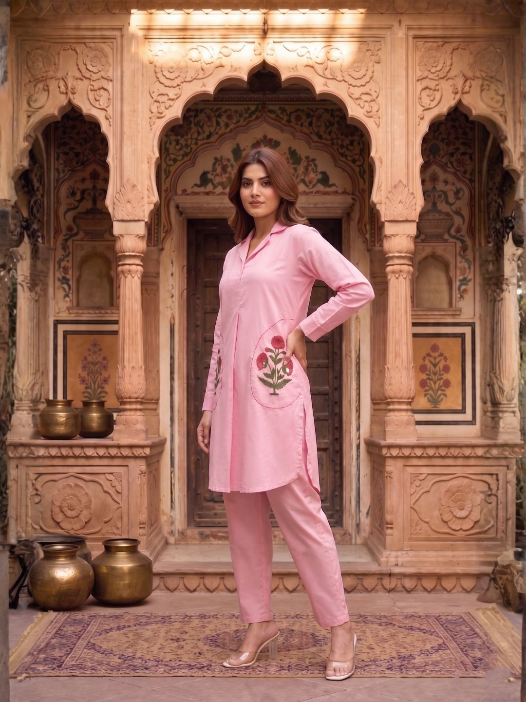 Sarvo softpink cotton co-ord set