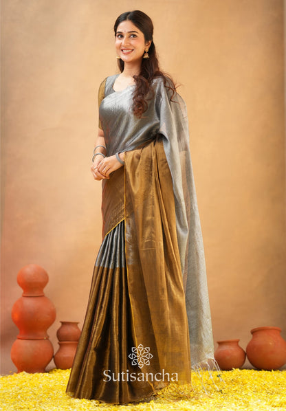 Dhiyona SS Regal Split Elegance Handloom Tissue Cotton Saree