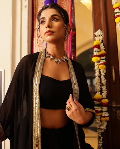 Rajsi Black Georgette Coord Set
