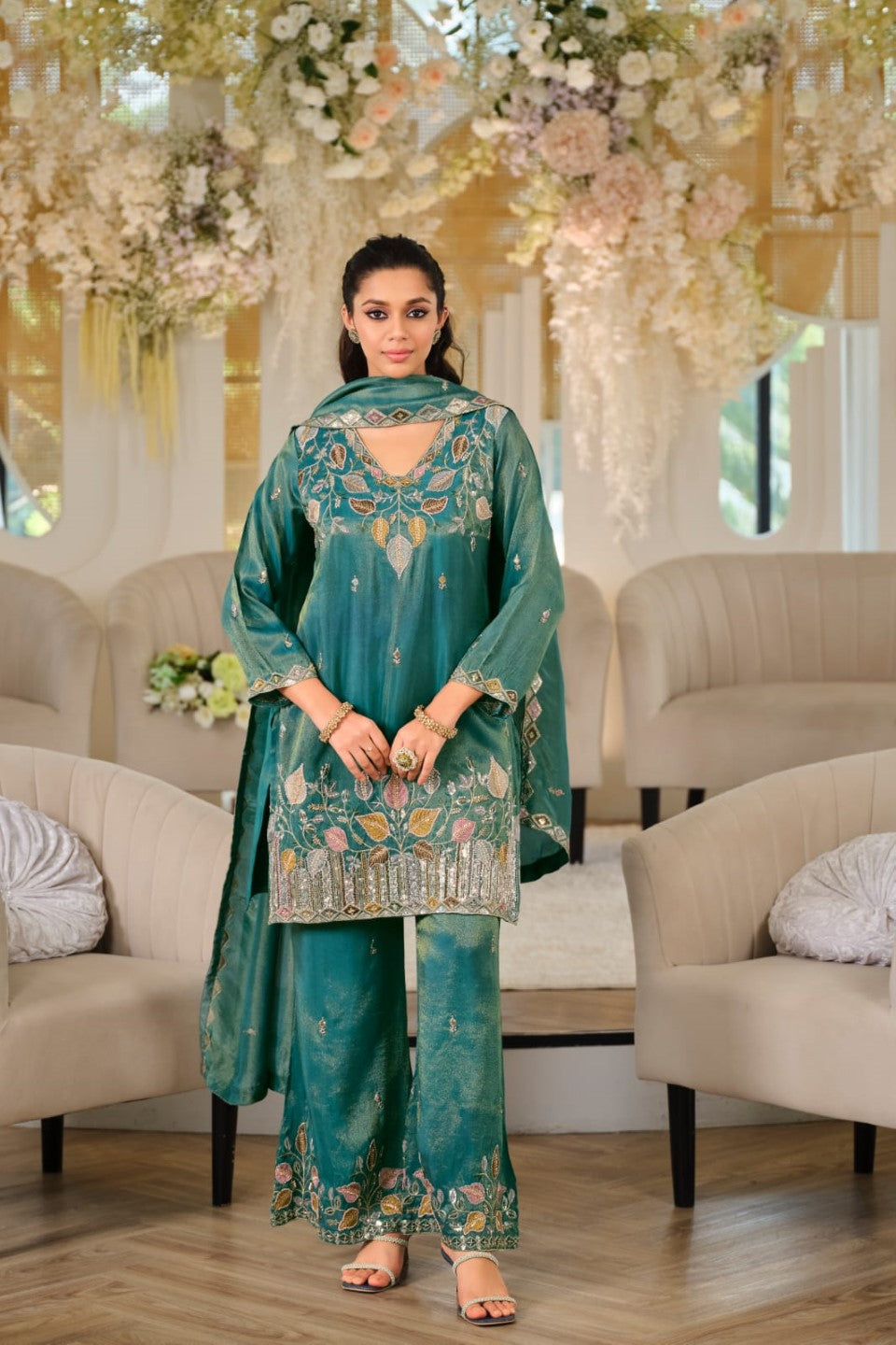 Areesa Teal full work suit set