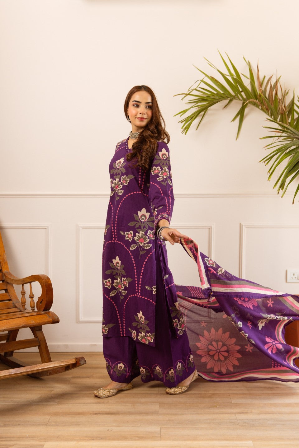 Karen amethyst cotton suit set