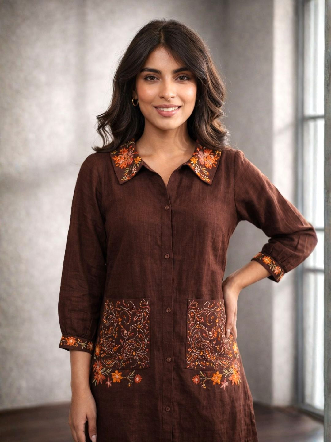 Darika Choco Embroidered Co-ord Set