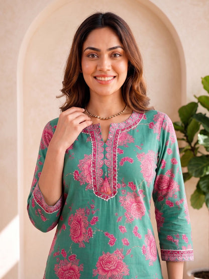 ITI shamrock COTTON KURTA PANT SET