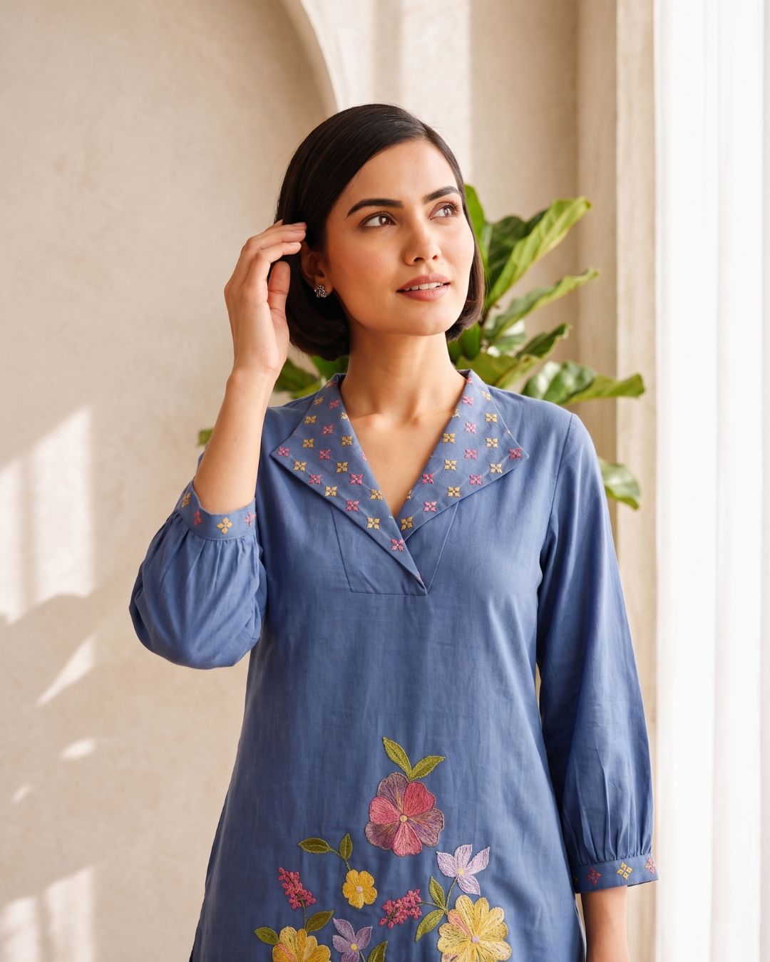 Darika cobalt embroidery co-ord set