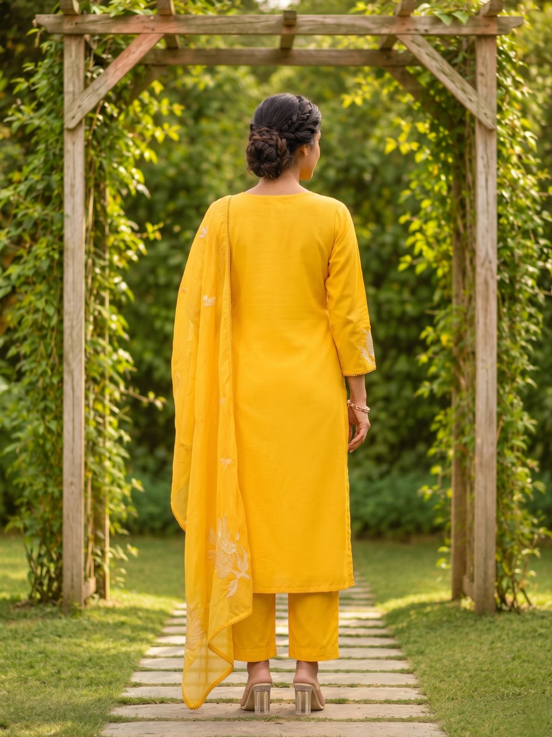 Nadira honey embroided Lawn suit set