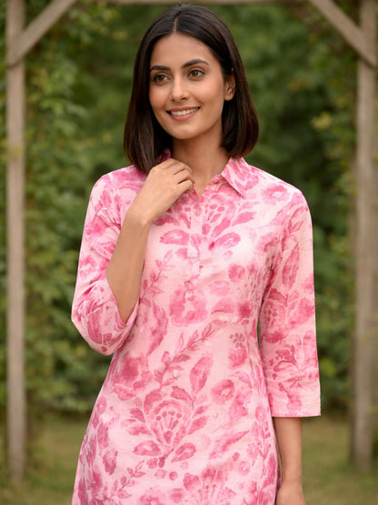 Elixir Rose Linen Printed Co-ord Set