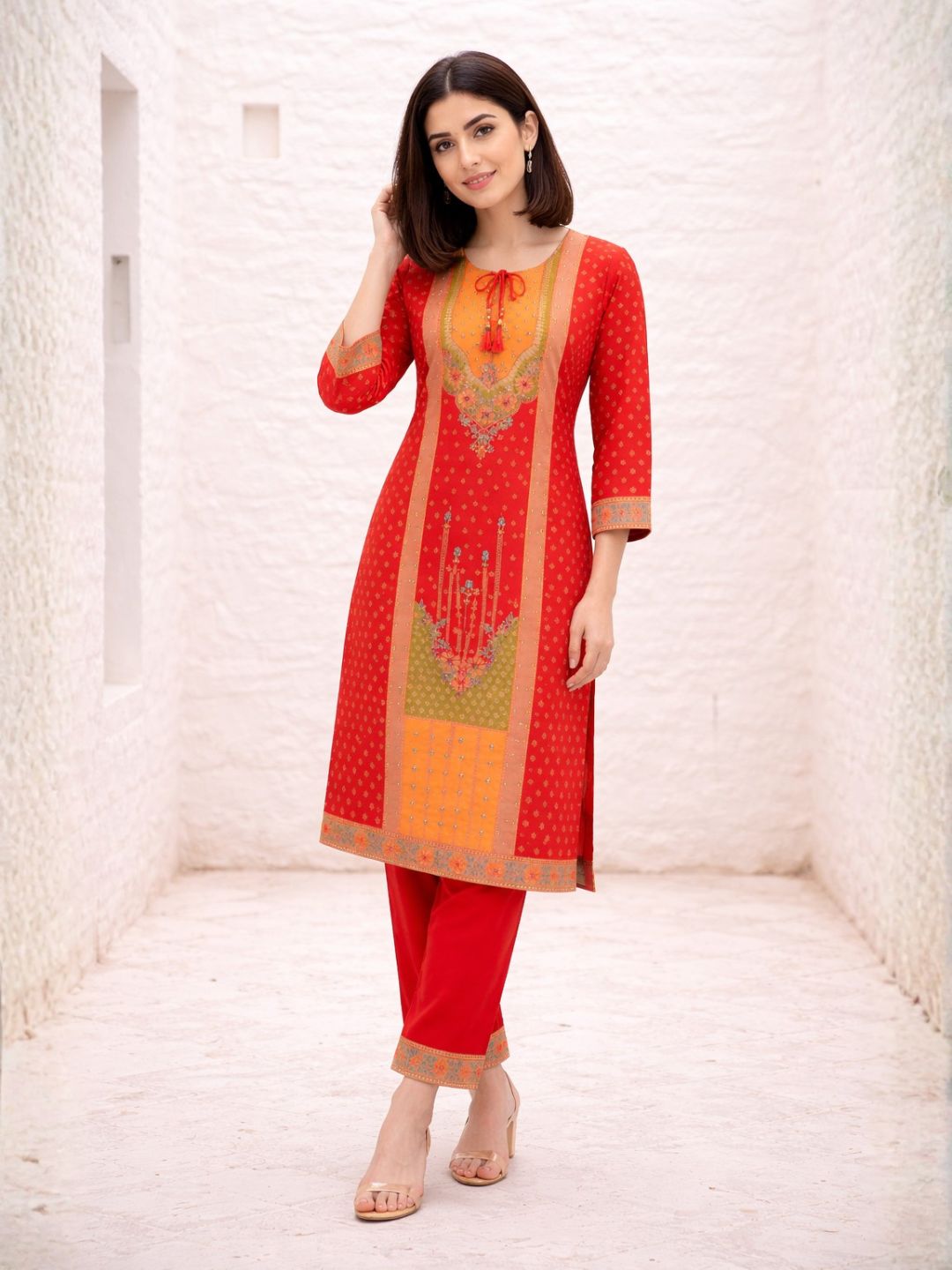 Shanti Crimson Work Suit Set