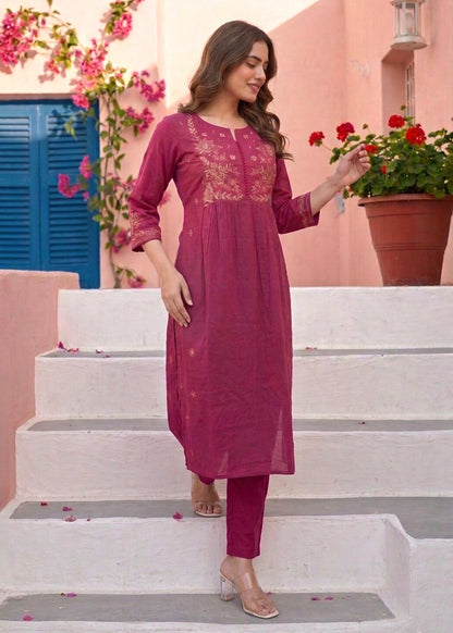 Chandri Blush Embroidered Kurta Pant Set