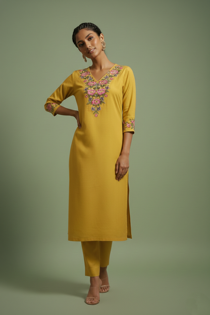 Chandri Wattle Embroidered Kurta Pant Set