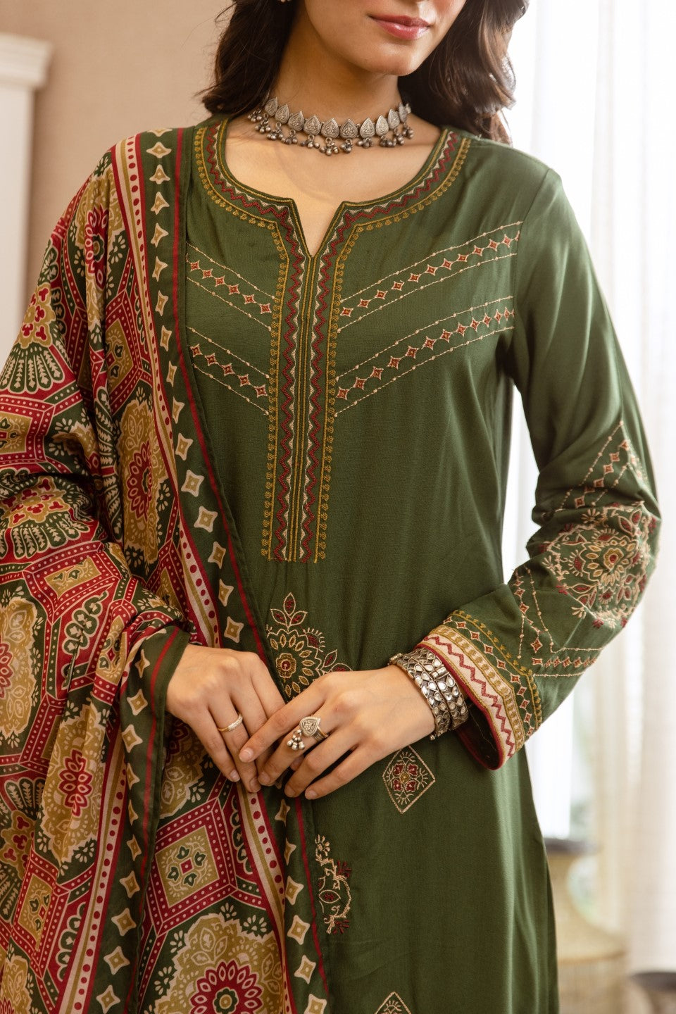 Karen sage embroidery cotton suit set