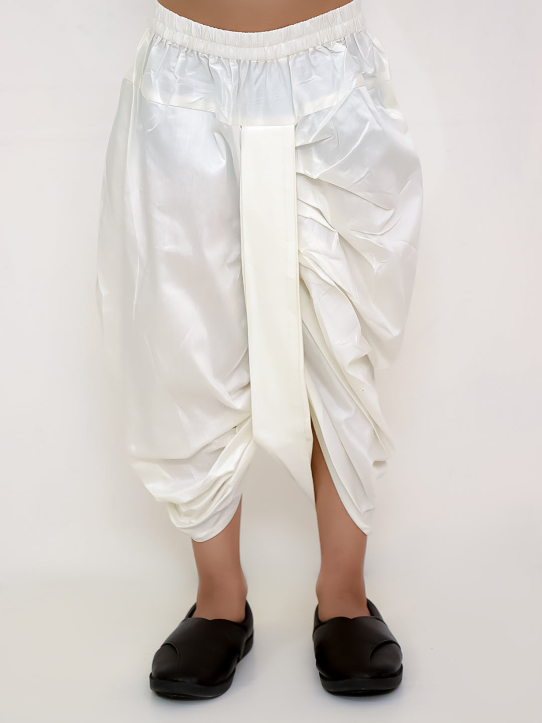 Genda Phool White Kurta and Dhoti with Mustard Jacket Set for Boys