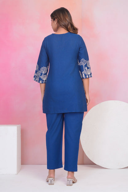 Vaidehi indi embroidery cotton co-ord set