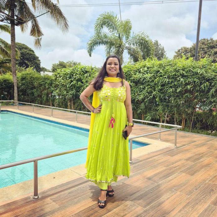 Yellow Green Mirror Work Suit Set