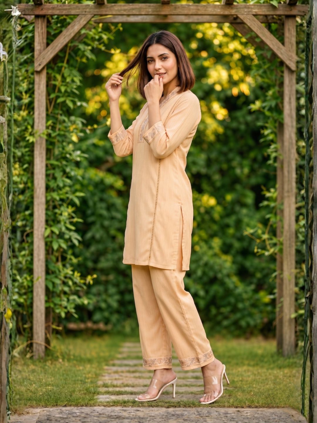 ITI CORAL COTTON KURTA PANT SET
