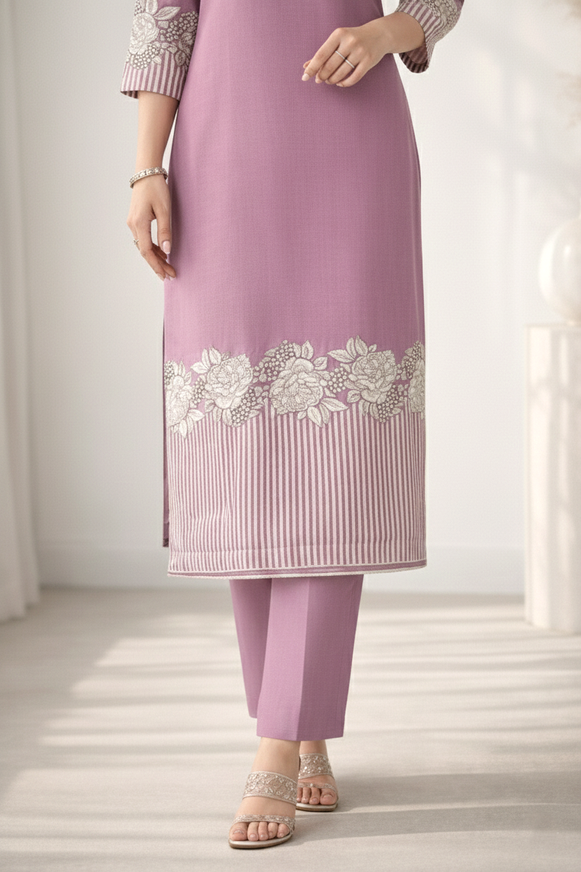Reet Lavender Printed Work Suit Set